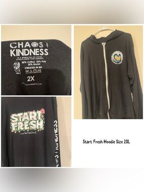 'Start Fresh' Black Zip Hoodie - 2X